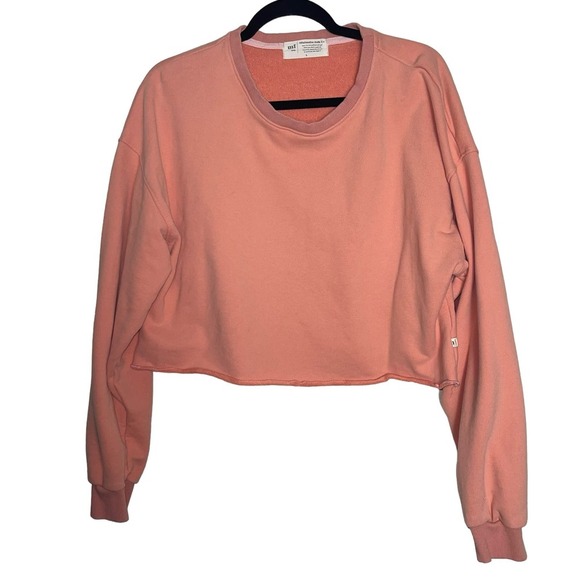 Minimalist Folk Co Coral Orange Cropped Pullover Sweater Size Large - Picture 1 of 8